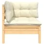 2-Sitzer-Gartensofa aus massivem Kiefernholz mit cremefarbenen Kissen von vidaXL, Modulare Sofas für den Außenbereich - Ref: ...
