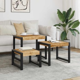 Mesas apilables 3 unidades madera maciza de mango de , Mesas auxiliares - Ref: Foro24-247404, Precio: 191,83 €, Descuento: %
