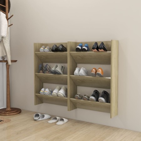 Zapateros de pared 2 uds contrachapada roble Sonoma 60x18x90 cm by , Shoe racks and shoe organizers - Ref: Foro24-806766, Pri...