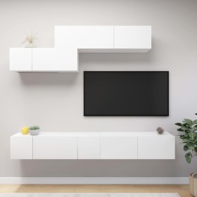 Set de muebles de salón TV 6 piezas madera de ingeniería blanco by , TV Furniture - Ref: Foro24-3078730, Price: 217,69 €, Dis...