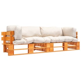 Sofás de jardín de palets 2 uds con cojines arena madera pino by , Outdoor sofas - Ref: Foro24-277450, Price: 290,47 €, Disco...