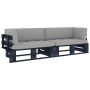 Sofá de palets 2 plazas cojines madera pino impregnada negro by , Garden sets - Ref: Foro24-3066651, Price: 282,21 €, Discoun...