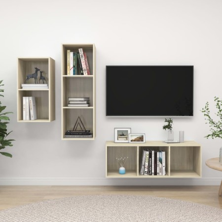 Juego de muebles de salón 3 pzas madera ingeniería roble Sonoma | Foro24.es | Tu tienda online para hogar, jardín y más Foro24.es