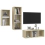 Juego de muebles de salón 3 pzas madera ingeniería roble Sonoma | Foro24.es | Tu tienda online para hogar, jardín y más Foro24.es