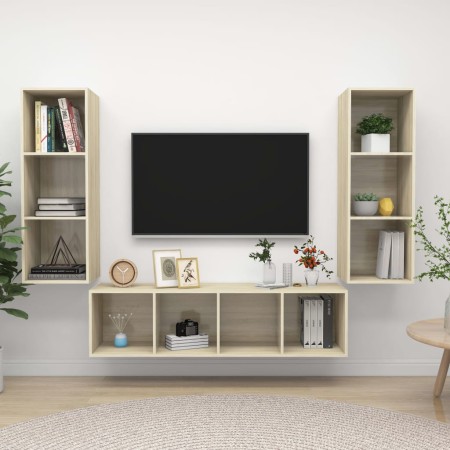 Juego de muebles de salón 3 pzas madera ingeniería roble Sonoma | Foro24.es | Tu tienda online para hogar, jardín y más Foro24.es