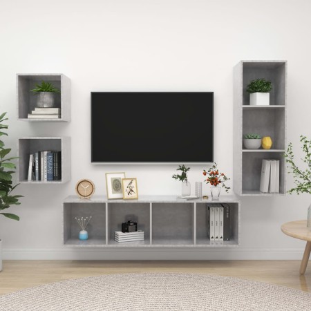Set de muebles de salón 4 pzas madera ingeniería gris hormigón | Foro24.es | Tu tienda online para hogar, jardín y más Foro24.es