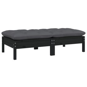 2-seater garden sofa with solid black pine wood cushions by vidaXL, Modular outdoor sofas - Ref: Foro24-806662, Price: 145,70...