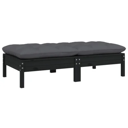 2-seater garden sofa with solid black pine wood cushions by vidaXL, Modular outdoor sofas - Ref: Foro24-806662, Price: 143,89...