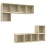 Juego de muebles de salón 4 pzas madera ingeniería roble Sonoma de , Muebles TV - Ref: Foro24-3079811, Precio: 168,67 €, Desc...