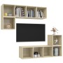 Juego de muebles de salón 4 pzas madera ingeniería roble Sonoma de , Muebles TV - Ref: Foro24-3079811, Precio: 168,67 €, Desc...