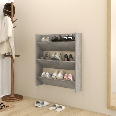 Zapatero de pared madera contrachapada gris hormigón 80x18x90cm by , Shoe racks and shoe organizers - Ref: Foro24-806785, Pri...