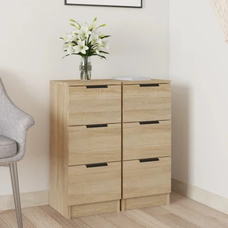 Aparadores 2 uds madera contrachapada roble Sonoma 30x30x70 cm de vidaXL, Aparadores - Ref: Foro24-811158, Precio: 92,23 €, D...