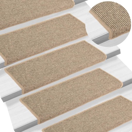 Alfombrilla autoadhesiva escalera 15 uds beige oscuro 65x21x4cm von , Treppenmatten - Ref: Foro24-326908, Preis: 121,12 €, Ra...