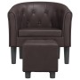 Sillón con taburete cuero sintético marrón by , Armchairs - Ref: Foro24-356465, Price: 173,30 €, Discount: %