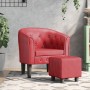 Sillón diseño de cubo con reposapiés cuero sintético rojo tinto von , Sessel - Ref: Foro24-356467, Preis: 174,69 €, Rabatt: %