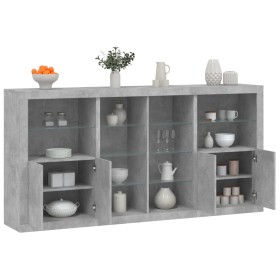 Aparador con luces LED gris hormigón 202x37x100 cm by , Sideboards - Ref: Foro24-3209187, Price: 218,05 €, Discount: %