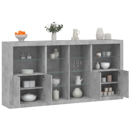 Aparador con luces LED gris hormigón 202x37x100 cm by , Sideboards - Ref: Foro24-3209187, Price: 218,05 €, Discount: %