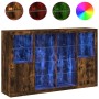 Aparador con luz LED 3 pzas madera de ingeniería roble ahumado by , Sideboards - Ref: Foro24-3209139, Price: 216,90 €, Discou...