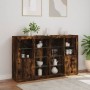 Aparador con luz LED 3 pzas madera de ingeniería roble ahumado by , Sideboards - Ref: Foro24-3209139, Price: 216,90 €, Discou...