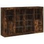 Aparador con luz LED 3 pzas madera de ingeniería roble ahumado by , Sideboards - Ref: Foro24-3209139, Price: 216,90 €, Discou...