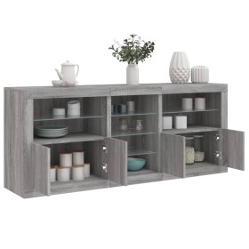 Aparador con luces LED gris Sonoma 162x37x67 cm de , Aparadores - Ref: Foro24-3209035, Precio: 218,24 €, Descuento: %