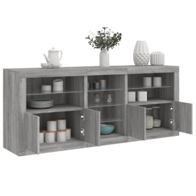 Aparador con luces LED gris Sonoma 181,5x37x67 cm de , Aparadores - Ref: Foro24-3209042, Precio: 230,76 €, Descuento: %