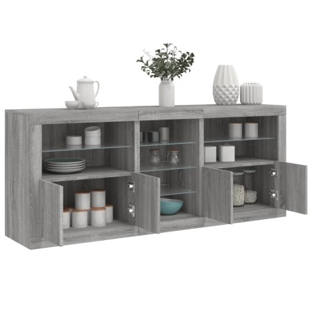 Aparador con luces LED gris Sonoma 181,5x37x67 cm by , Sideboards - Ref: Foro24-3209042, Price: 230,76 €, Discount: %
