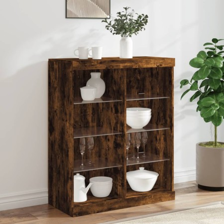 Aparador con luces LED roble ahumado 81x37x100 cm von , Sideboards - Ref: Foro24-836718, Preis: 83,93 €, Rabatt: %