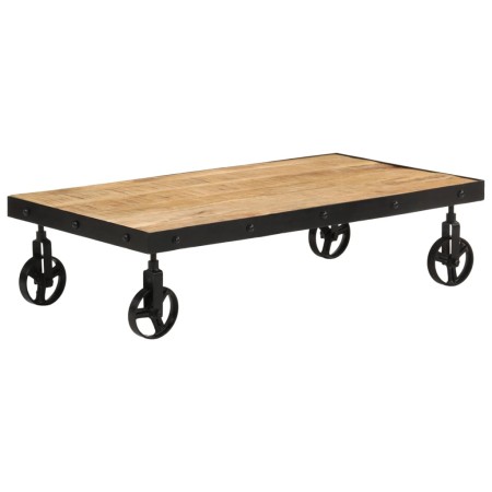 Mesa de centro con ruedas madera maciza de mango 100x55x26 cm | Foro24.es | Tu tienda online para hogar, jardín y más Foro24.es