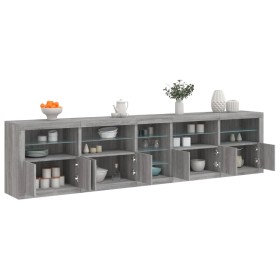 Aparador con luces LED gris Sonoma 283x37x67 cm by , Sideboards - Ref: Foro24-3209028, Price: 359,29 €, Discount: %