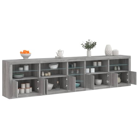 Aparador con luces LED gris Sonoma 283x37x67 cm by , Sideboards - Ref: Foro24-3209028, Price: 359,29 €, Discount: %