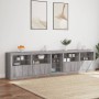 Aparador con luces LED gris Sonoma 283x37x67 cm by , Sideboards - Ref: Foro24-3209028, Price: 359,29 €, Discount: %