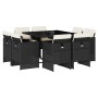 Set de comedor de jardín 9 pzas y cojines ratán sintético negro | Foro24.es | Tu tienda online para hogar, jardín y más Foro24.es