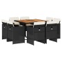 Set de comedor de jardín 9 pzas y cojines ratán sintético negro | Foro24.es | Tu tienda online para hogar, jardín y más Foro24.es