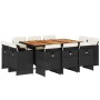Set de comedor jardín 11 pzas con cojines ratán sintético negro | Foro24.es | Tu tienda online para hogar, jardín y más Foro24.es