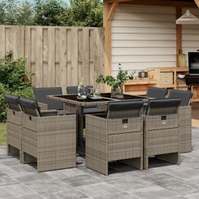 Set comedor jardín 9 pzas y cojines ratán sintético gris von , Gartensets - Ref: Foro24-3210656, Preis: 447,23 €, Rabatt: %