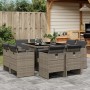 Set comedor jardín 9 pzas y cojines ratán sintético gris | Foro24.es | Tu tienda online para hogar, jardín y más Foro24.es
