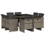 Set comedor jardín 9 pzas y cojines ratán sintético gris | Foro24.es | Tu tienda online para hogar, jardín y más Foro24.es