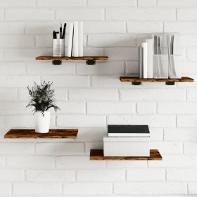 Estantes pared 4 uds madera ingeniería roble humo