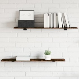 Estantes pared 4 uds madera ingeniería roble humo 100x20x1,5 cm de , Estanterías - Ref: Foro24-838291, Precio: 32,29 €, Descu...