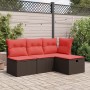 Taburete de jardín con cojín marrón 55x55x37 cm ratán sintético de , Otomanas de exterior - Ref: Foro24-366230, Precio: 63,43 €