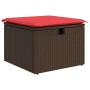 Taburete de jardín con cojín marrón 55x55x37 cm ratán sintético de , Otomanas de exterior - Ref: Foro24-366230, Precio: 63,43 €