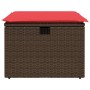 Taburete de jardín con cojín marrón 55x55x37 cm ratán sintético de , Otomanas de exterior - Ref: Foro24-366230, Precio: 63,43 €