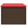 Taburete de jardín con cojín marrón 55x55x37 cm ratán sintético de , Otomanas de exterior - Ref: Foro24-366230, Precio: 63,43 €
