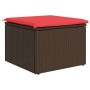 Taburete de jardín con cojín marrón 55x55x37 cm ratán sintético de , Otomanas de exterior - Ref: Foro24-366230, Precio: 63,43 €