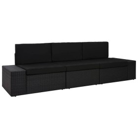 Sofá seccional de 3 plazas de ratán sintético negro by , Modular outdoor sofas - Ref: Foro24-49506, Price: 316,25 €, Discount: %