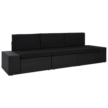 Sofá seccional de 3 plazas de ratán sintético negro by , Modular outdoor sofas - Ref: Foro24-49506, Price: 316,25 €, Discount: %