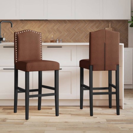 Taburetes altos 2 uds madera maciza de caucho y tela | Foro24.es | Tu tienda online para hogar, jardín y más Foro24.es