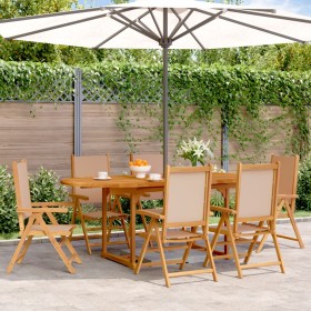 Set de comedor de jardín 7 pzas tela madera