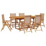 Set de comedor de jardín 7 pzas tela madera maciza gris taupe | Foro24.es | Tu tienda online para hogar, jardín y más Foro24.es